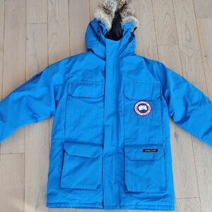 Canada Goose Expedition Parka PBI Edition Bright Blue with Fur Trim
